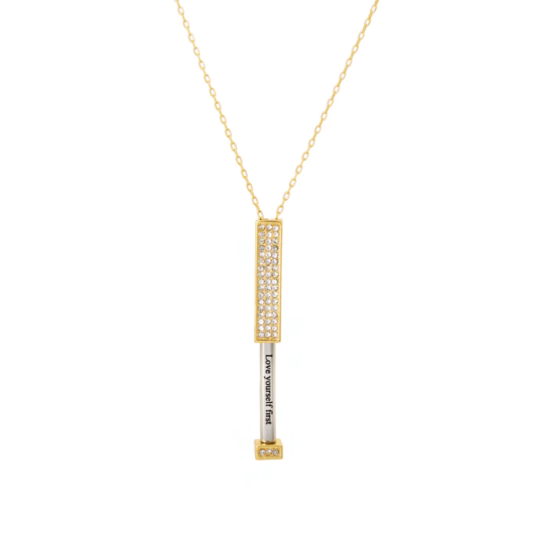 Collana con barra nascosta 3D "Ama te stesso prima di tutto"